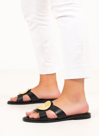 Γυναικεία Flats K4.152 Μαύρο Δέρμα Makis Kotris