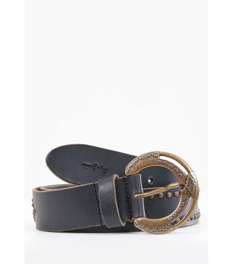 Women Belts Flora Black Leather Pepe Jeans