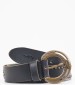 Women Belts Flora Black Leather Pepe Jeans