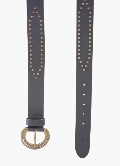 Women Belts Flora Black Leather Pepe Jeans