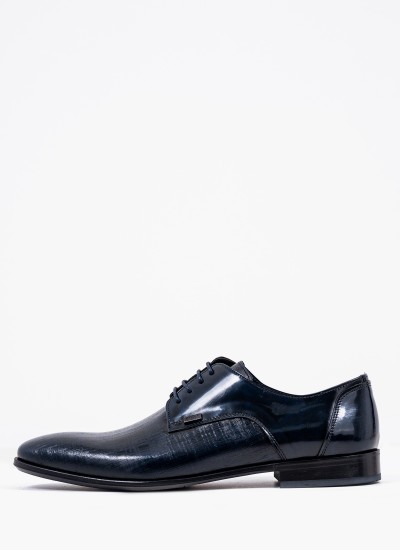 Ανδρικά Παπούτσια Δετά Q4972.Glm Μπλε Δέρμα Boss shoes