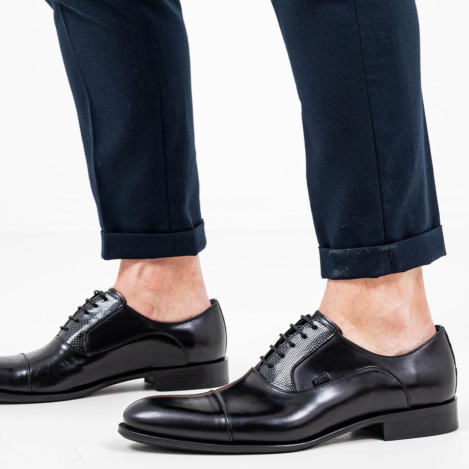 Ανδρικά Παπούτσια Δετά Q5625 Μαύρο Δέρμα Boss shoes