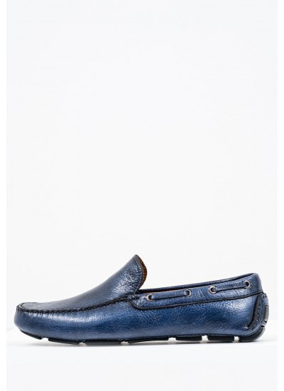 Ανδρικά Μοκασίνια Q5783 Μπλε Δέρμα Boss shoes