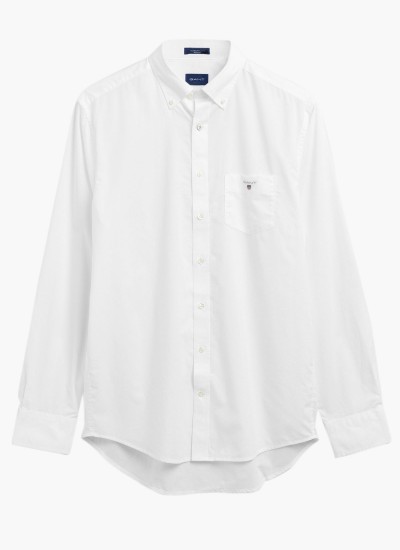 Ανδρικές Μπλούζες Broadcloth Άσπρο Βαμβάκι GANT