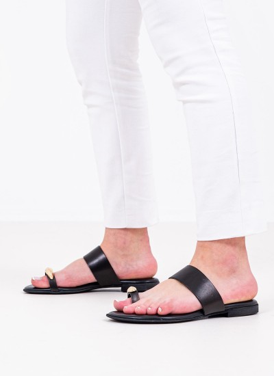 Γυναικεία Flats 6.Flat Μαύρο Δέρμα Komis and Komis