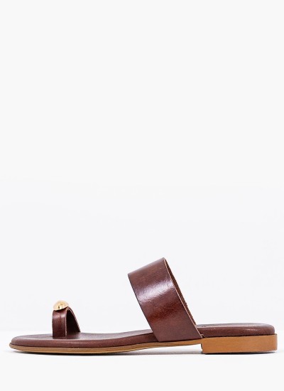 Γυναικεία Flats 6.Flat Καφέ Δέρμα Komis and Komis