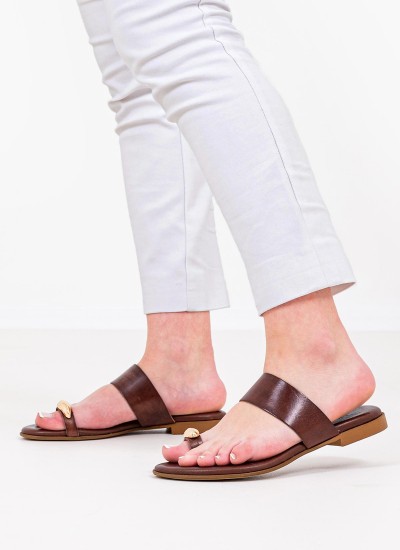 Γυναικεία Flats 6.Flat Καφέ Δέρμα Komis and Komis