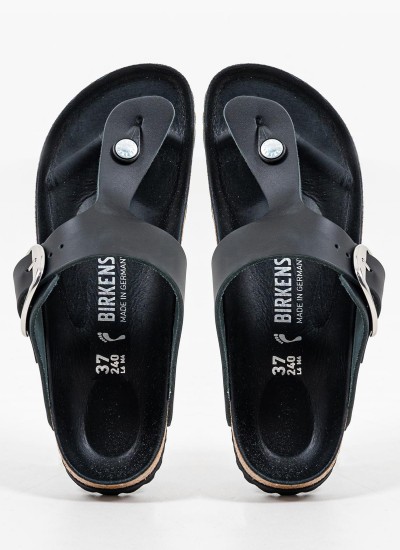 Γυναικεία Flats Gizeh.Big.Buckle Μαύρο Δέρμα Birkenstock