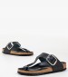 Γυναικεία Flats Gizeh.Big.Buckle Μαύρο Δέρμα Birkenstock