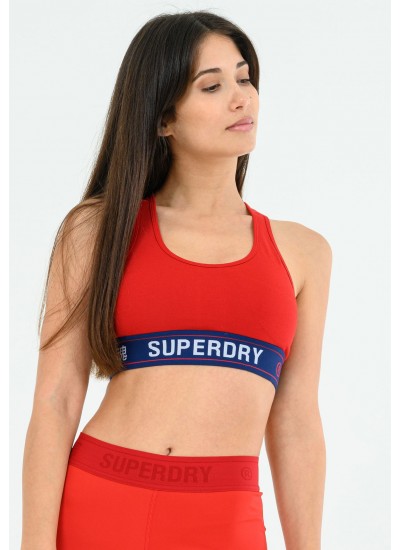 Γυναικείες Μπλούζες - Τοπ Essential.Bra Κόκκινο Βαμβάκι Superdry