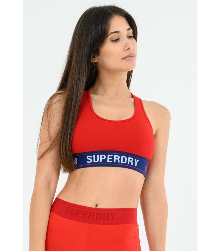 Women T-Shirts - Tops Essential.Bra Red Cotton Superdry