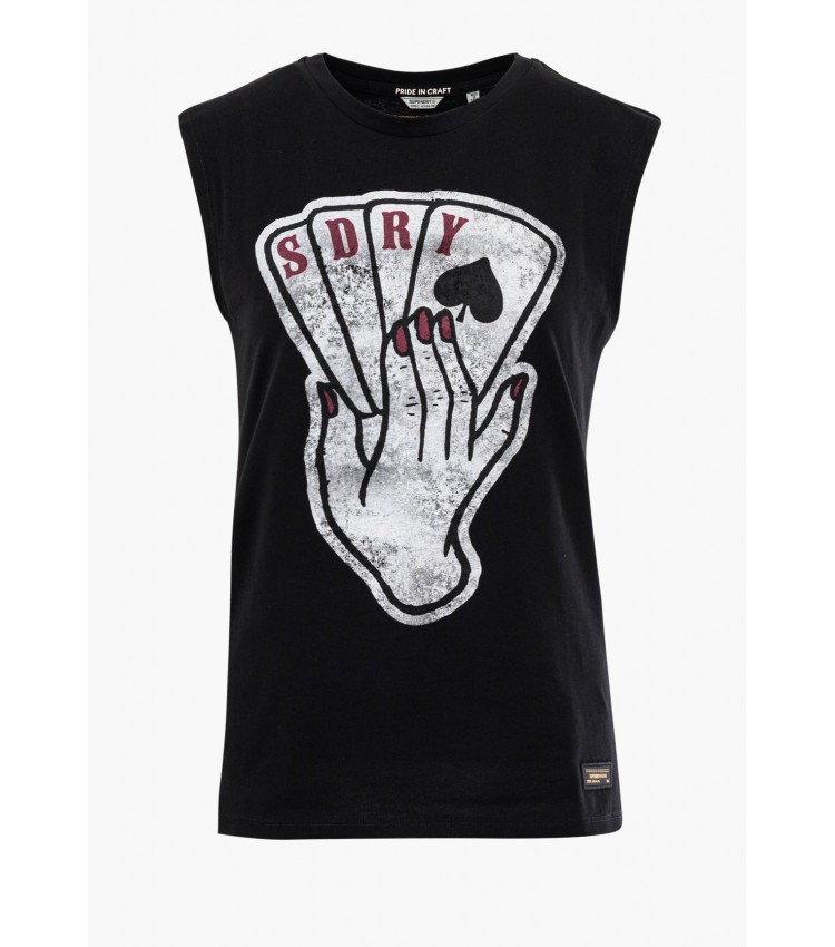 Women T-Shirts - Tops Military.Vest Black Cotton Superdry