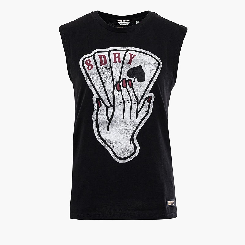 Women T-Shirts - Tops Military.Vest Black Cotton Superdry