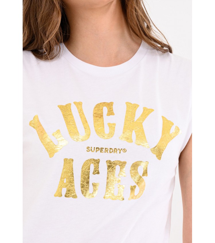 Women T-Shirts - Tops Military.Vest White Cotton Superdry