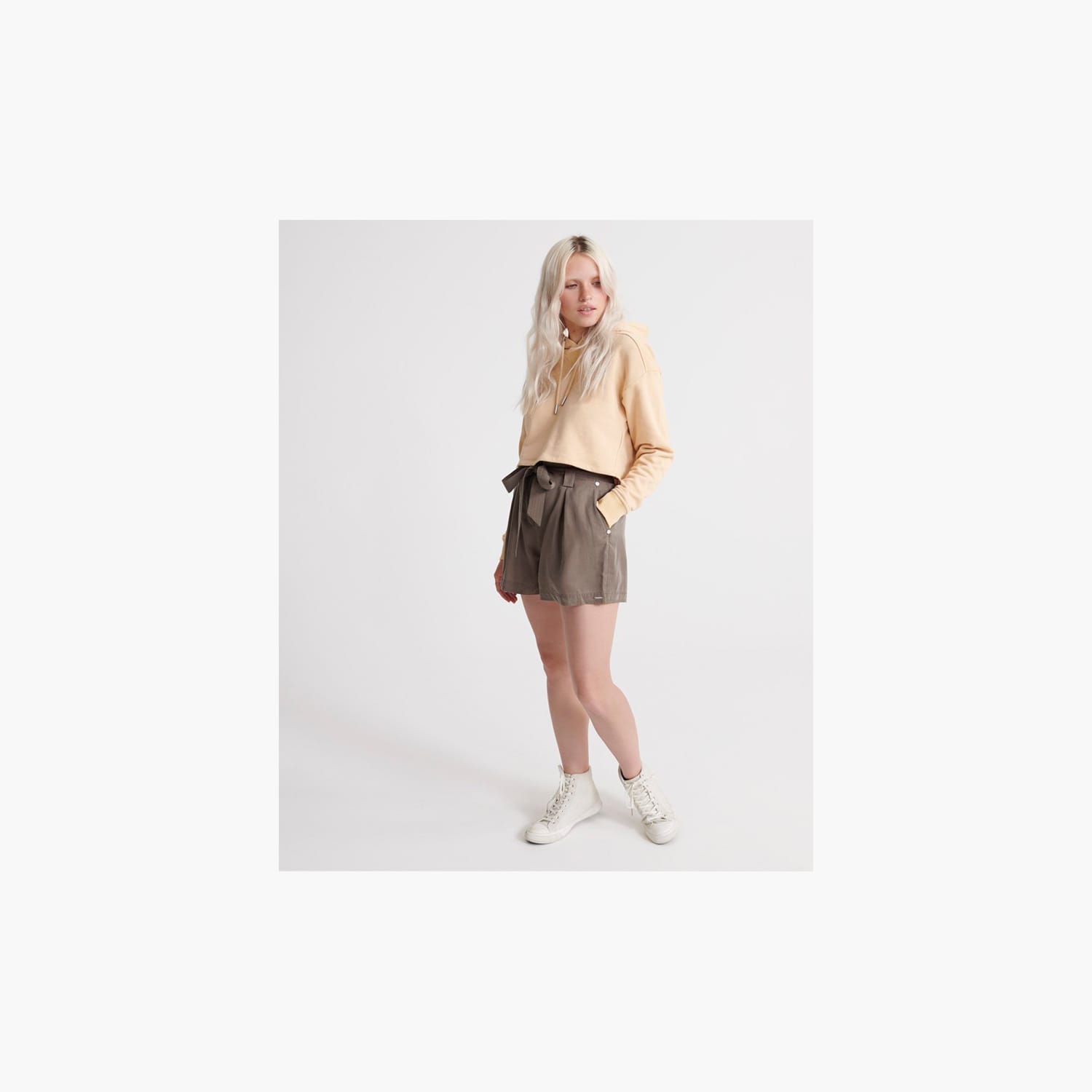 Women Skirts - Shorts Paper.Bag Olive Superdry Women Skirts - Shorts Paper.Bag Olive Superdry