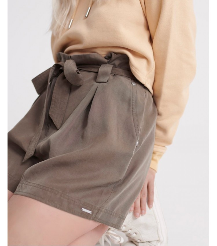 Γυναικείες Φούστες - Σορτς Paper.Bag Λαδί Lyocell Fabric Superdry