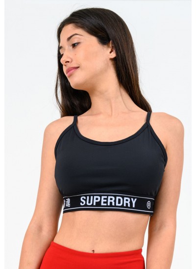 Γυναικείες Μπλούζες - Τοπ Sport.Bra Μαύρο Πολυεστέρα Superdry