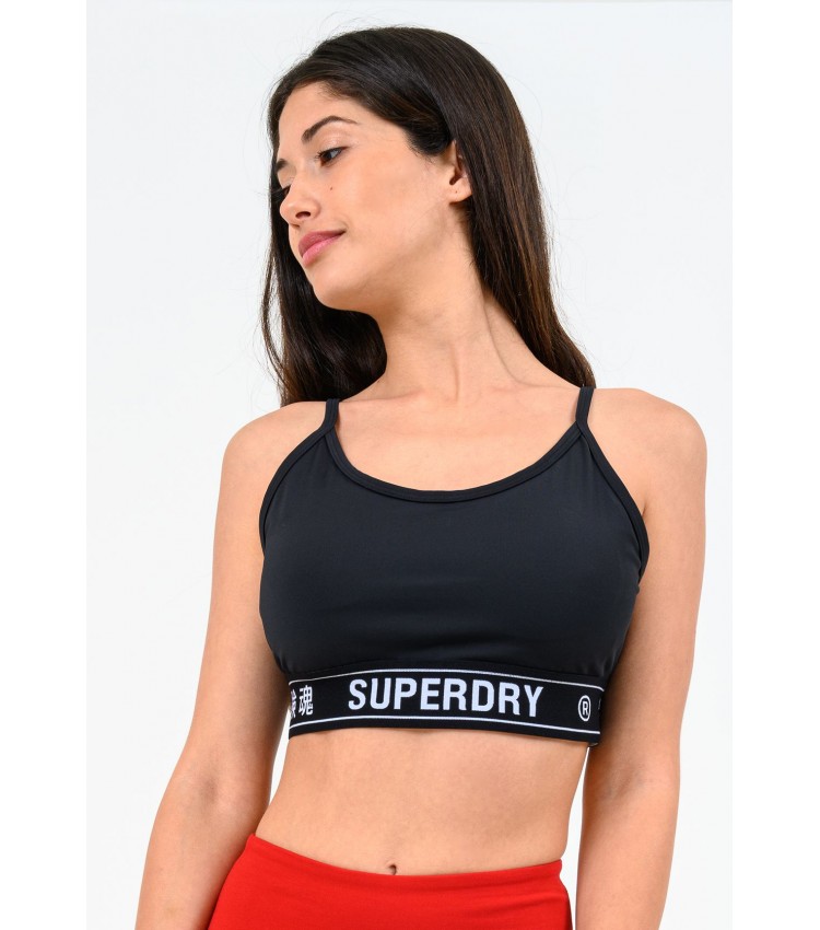 Women T-Shirts - Tops Sport.Bra Black Polyester Superdry