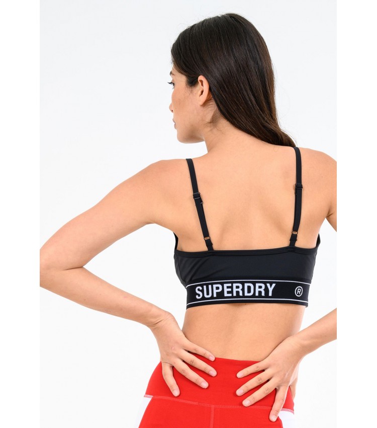 Γυναικείες Μπλούζες - Τοπ Sport.Bra Μαύρο Πολυεστέρα Superdry