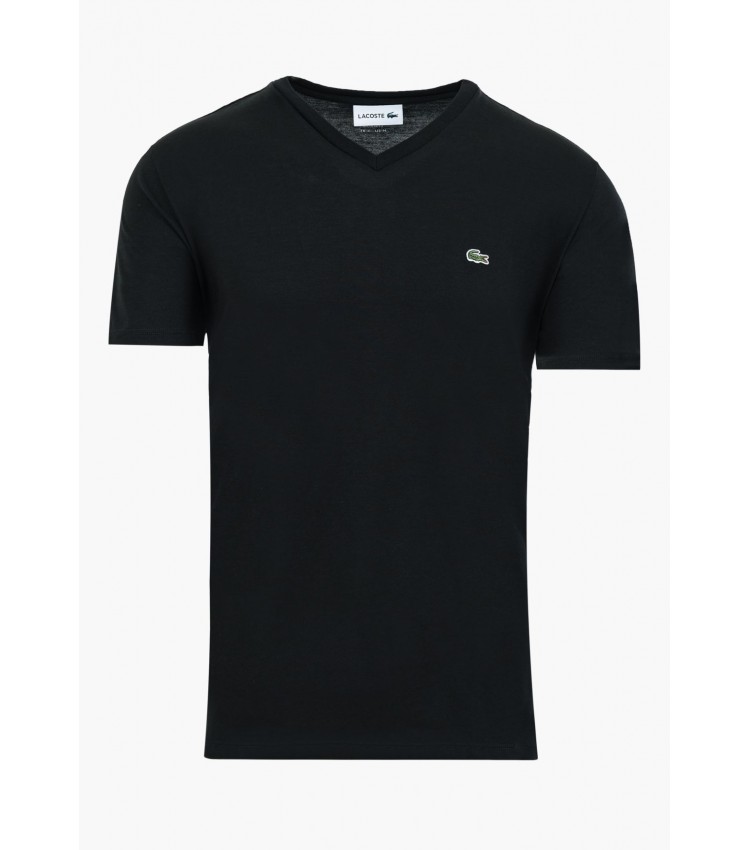 Men T-Shirts Shirt.V Black Cotton Lacoste