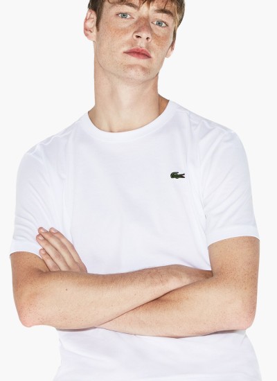 Ανδρικές Μπλούζες Sport.Br Άσπρο Βαμβάκι Lacoste