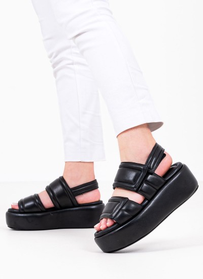 Women Platforms Low D7413 Black Leather Paola Ferri