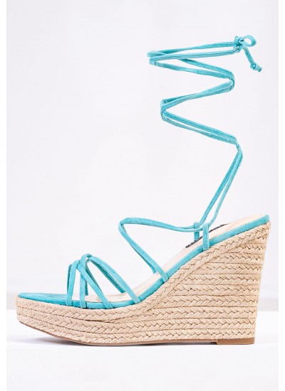 Women Platforms High Havefun Blue Suede Leather Nine West