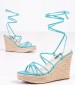 Women Platforms High Havefun Blue Suede Leather Nine West