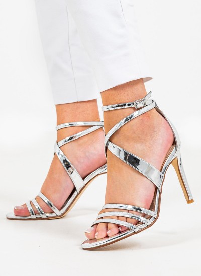 Γυναικεία Πέδιλα Ψηλά Ilov3 Ασημί ECOleather Nine West