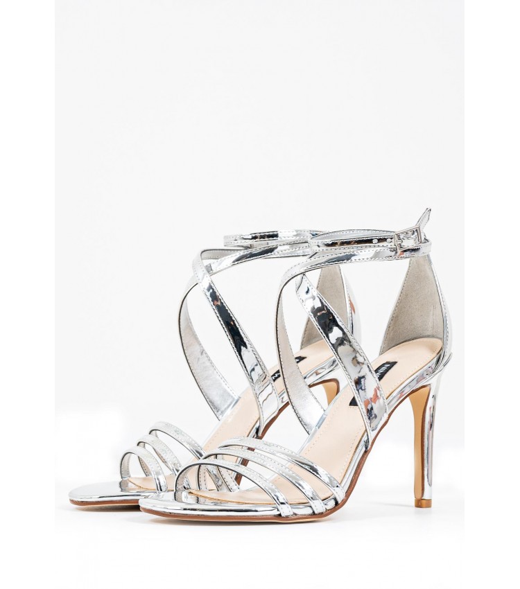 Women Sandal High Ilov3 Silver Eco-Leather Nine West