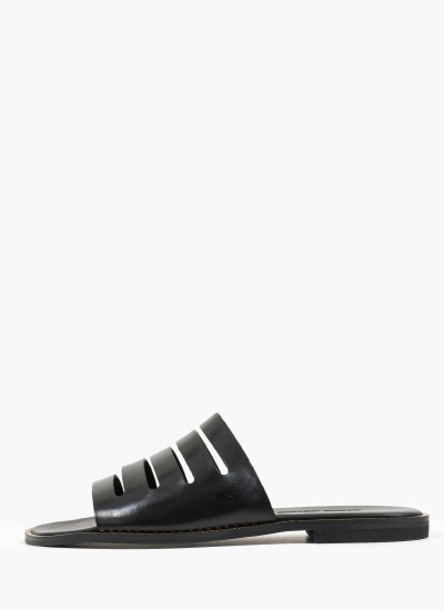 Γυναικεία Flats K4.135 Μαύρο Δέρμα Makis Kotris