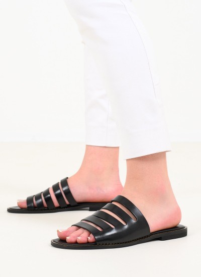 Γυναικεία Flats K4.135 Μαύρο Δέρμα Makis Kotris