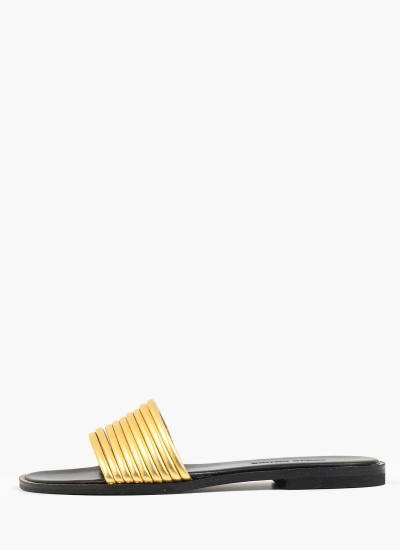 Γυναικεία Flats K4.143 Χρυσό Δέρμα Makis Kotris