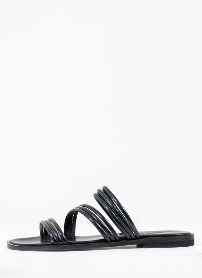 Γυναικεία Flats K4.144 Μαύρο Δέρμα Makis Kotris