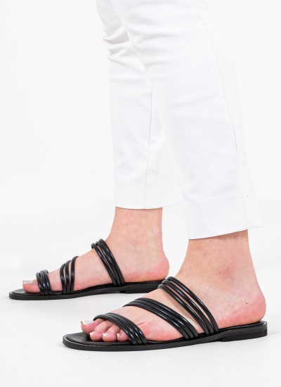 Γυναικεία Flats K4.144 Μαύρο Δέρμα Makis Kotris