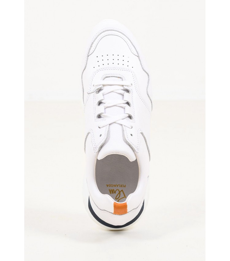 Men Casual Shoes 6486N White Leather Perlamoda