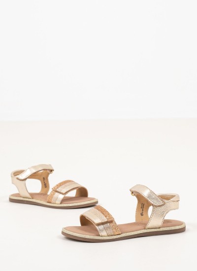 Kids Flip Flops & Sandals Paganisa Gold Leather Mood