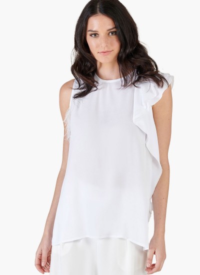 Γυναικείες Μπλούζες - Τοπ Awater Άσπρο Βισκόζη Silvian Heach