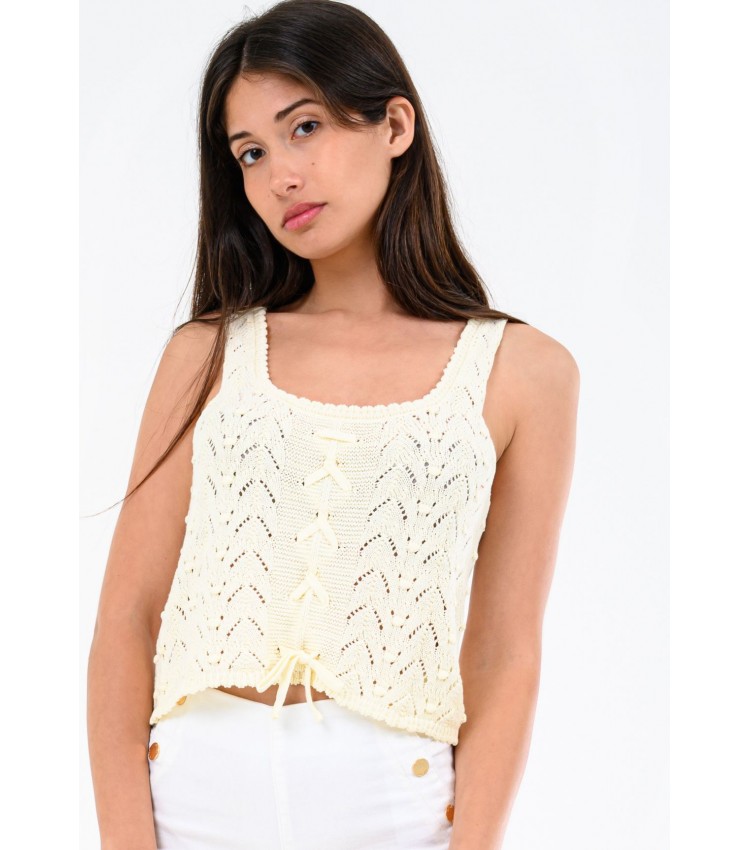 Women T-Shirts - Tops Lace.Tank Beige Cotton Kendall+Kylie