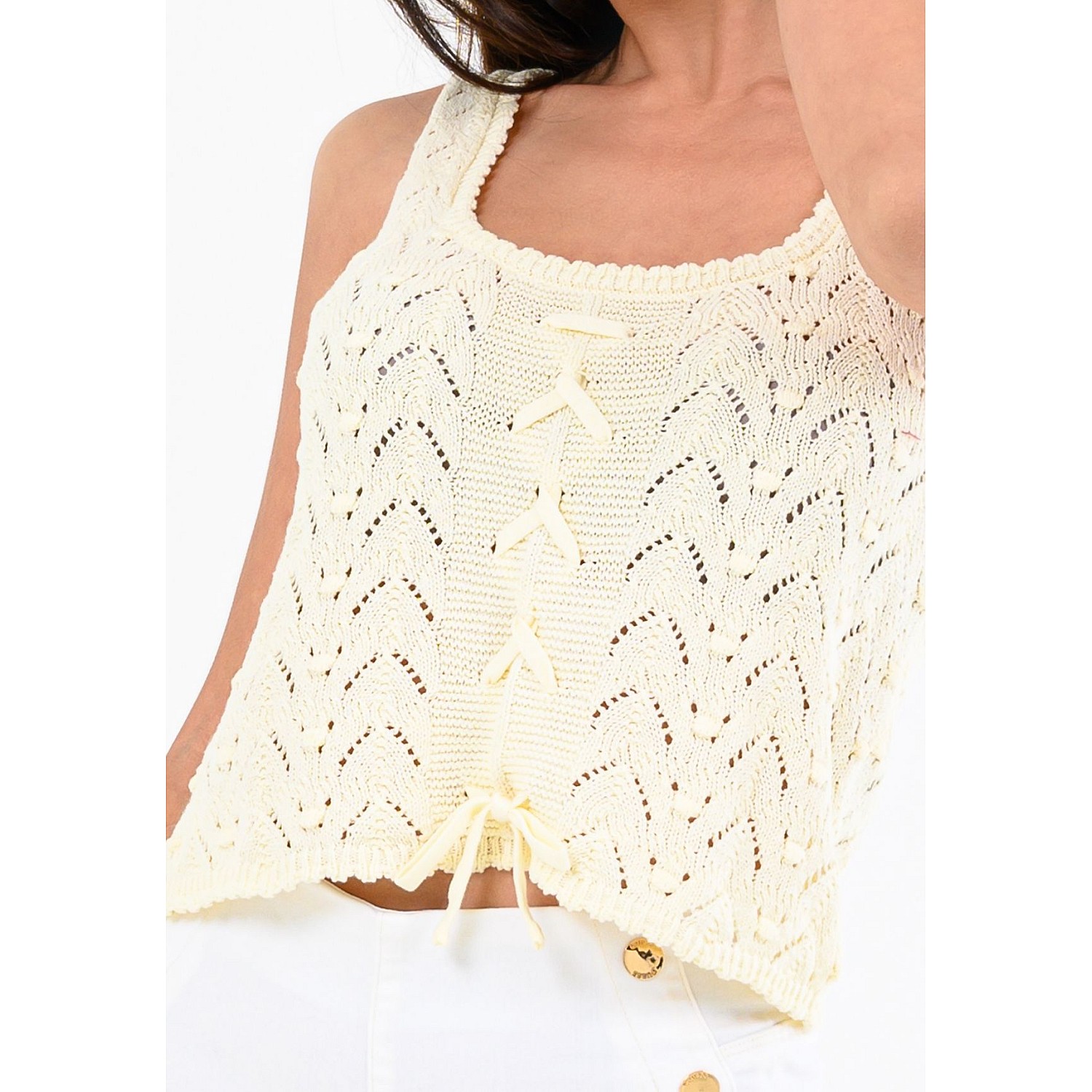 Γυναικείες Μπλούζες - Τοπ Lace.Tank Μπεζ Βαμβάκι Kendall+Kylie Μπλούζες - Τοπ Kendall+Kylie Lace.Tank-Beige