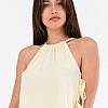 Γυναικείες Μπλούζες - Τοπ Ribbon.Tie Μπεζ Rayon Kendall+Kylie Μπλούζες - Τοπ Kendall+Kylie Ribbon.Tie-Beige