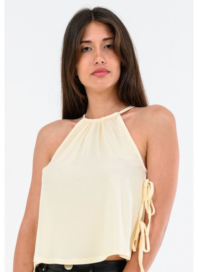 Women T-Shirts - Tops Ribbon.Tie Beige Kendall+Kylie