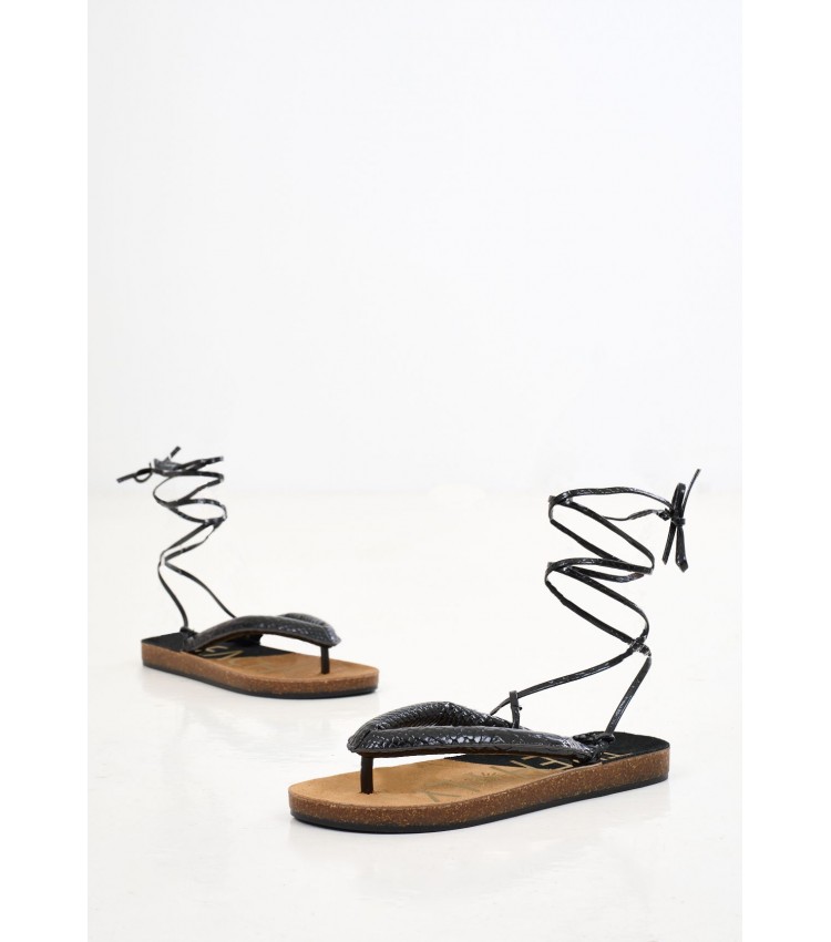 Γυναικεία Flats Bahamas.Sn Μαύρο ECOleather The Holy Beach
