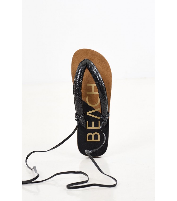 Γυναικεία Flats Bahamas.Sn Μαύρο ECOleather The Holy Beach