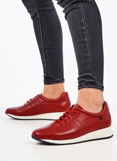 Γυναικεία Παπούτσια Casual 20143 Κόκκινο Δέρμα Mortoglou