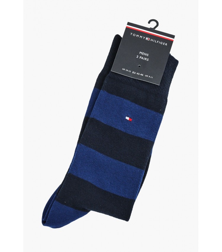 Ανδρικές Κάλτσες Rugby.Sock.2pack Μπλε Βαμβάκι Tommy Hilfiger