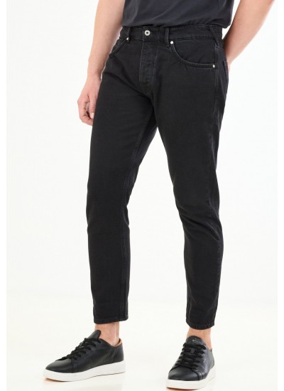 Men Pants Callen.Crop Black Polyester Pepe Jeans