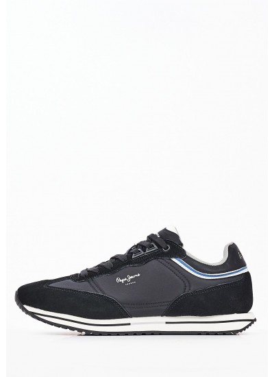 Ανδρικά Παπούτσια Casual Tour.Classic Μαύρο Δέρμα Καστόρι Pepe Jeans