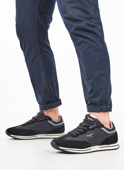 Ανδρικά Παπούτσια Casual Tour.Classic Μαύρο Δέρμα Καστόρι Pepe Jeans