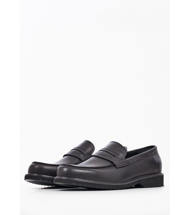 Men Moccasins R6711 Black Leather Boss shoes
